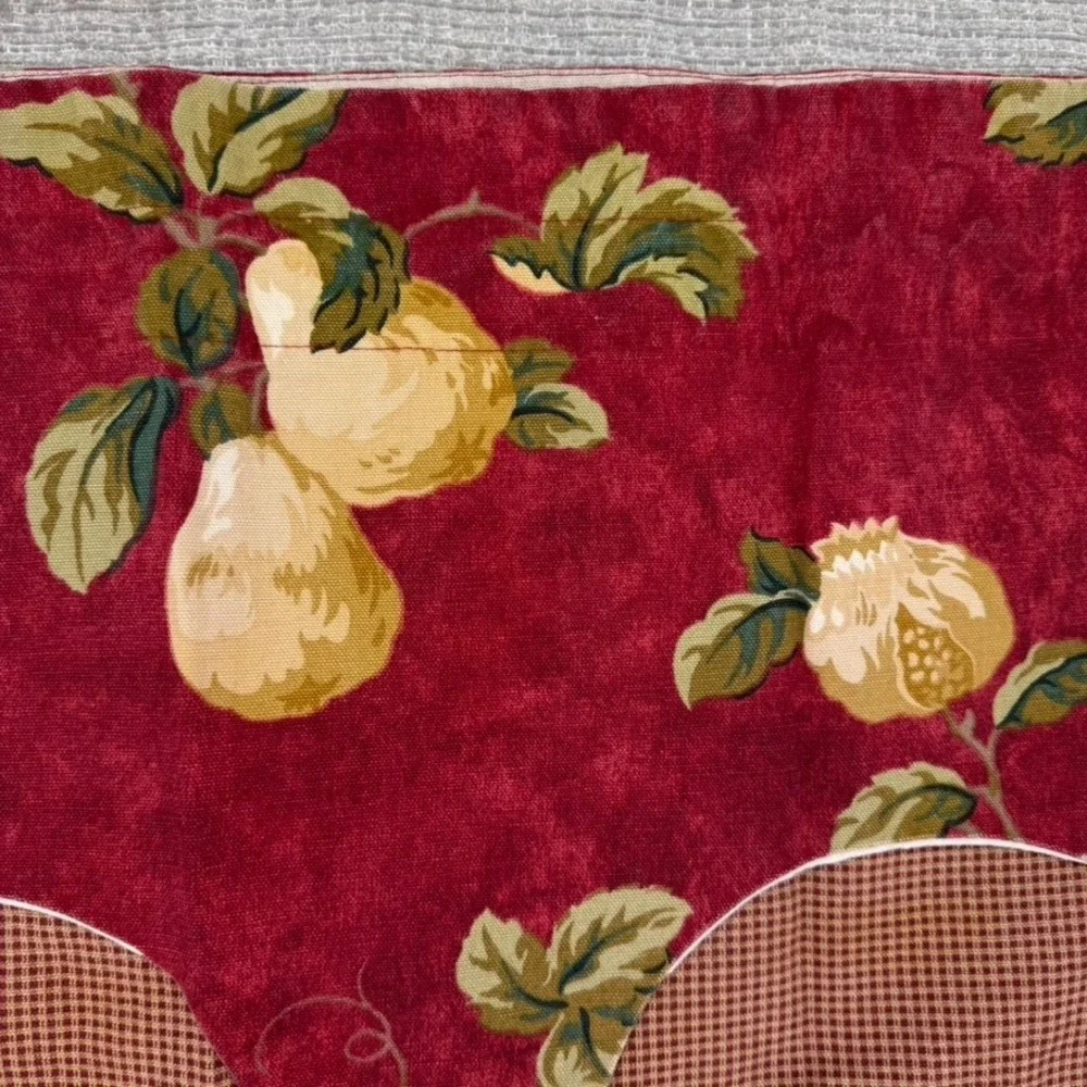Vintage Waverly Home Classics Valance Curtains Set of 4 Red Floral Fruit Boho